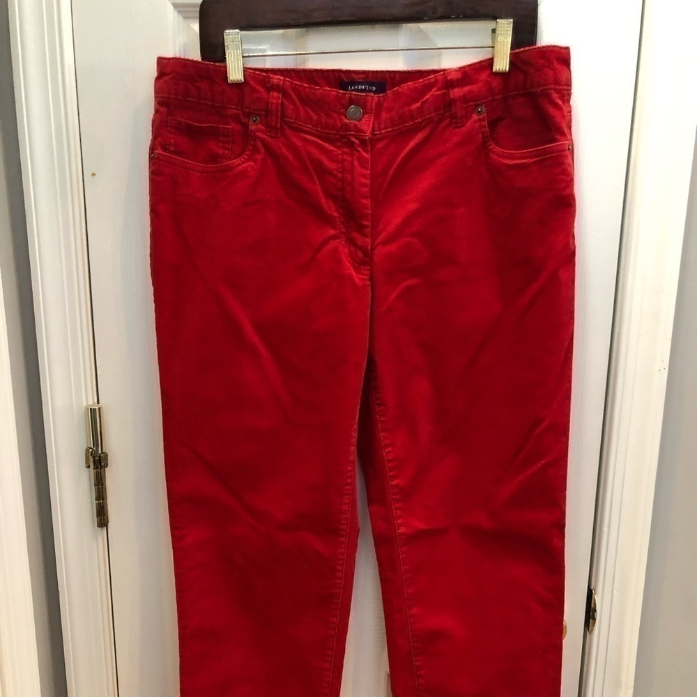 LANDS End Red Corduroy pants size 12 Fit 1 #1013